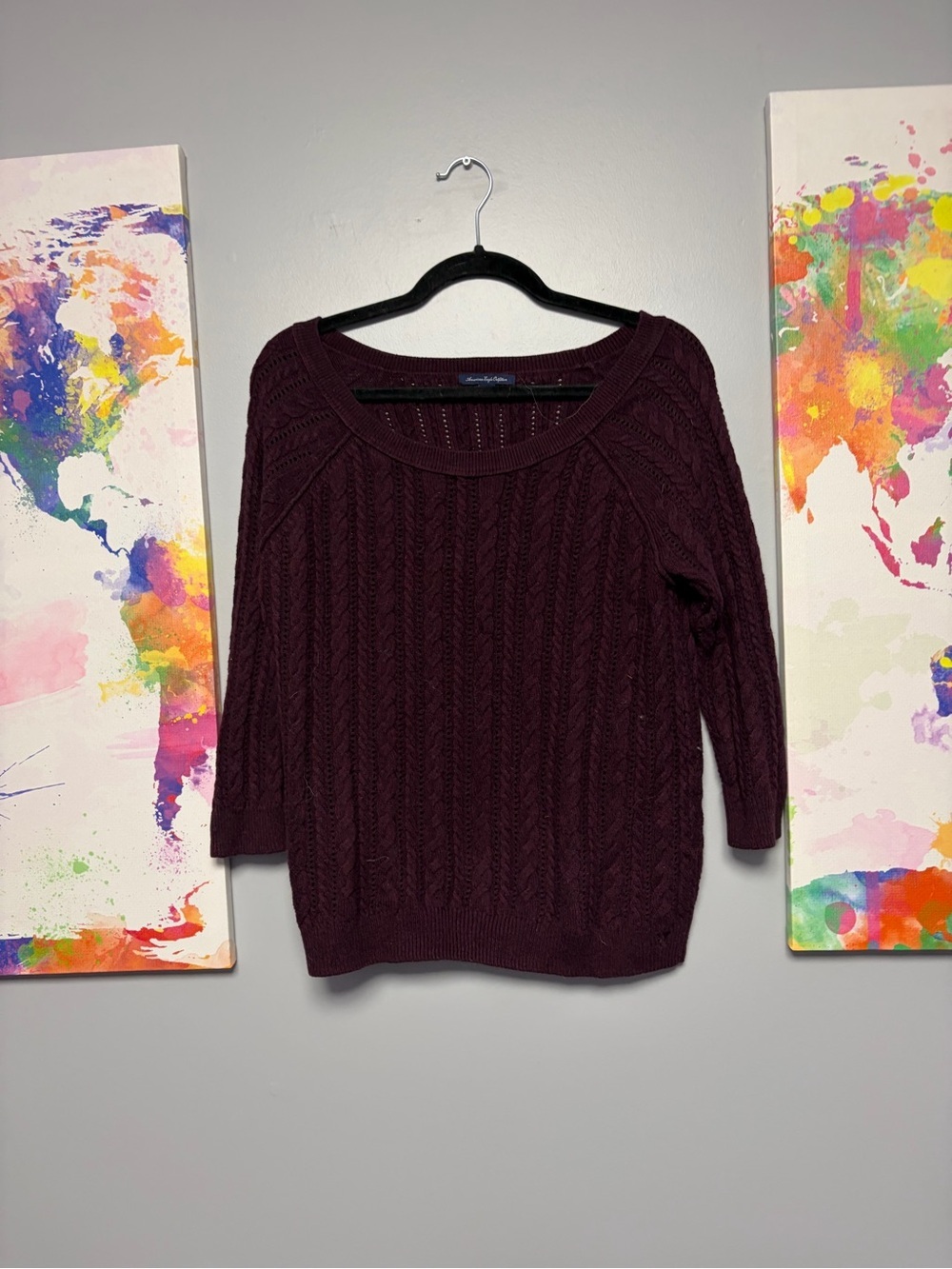 **3 for $15** Burgundy Crew Neck Sweater with Cozy Knit and Timeless Design
